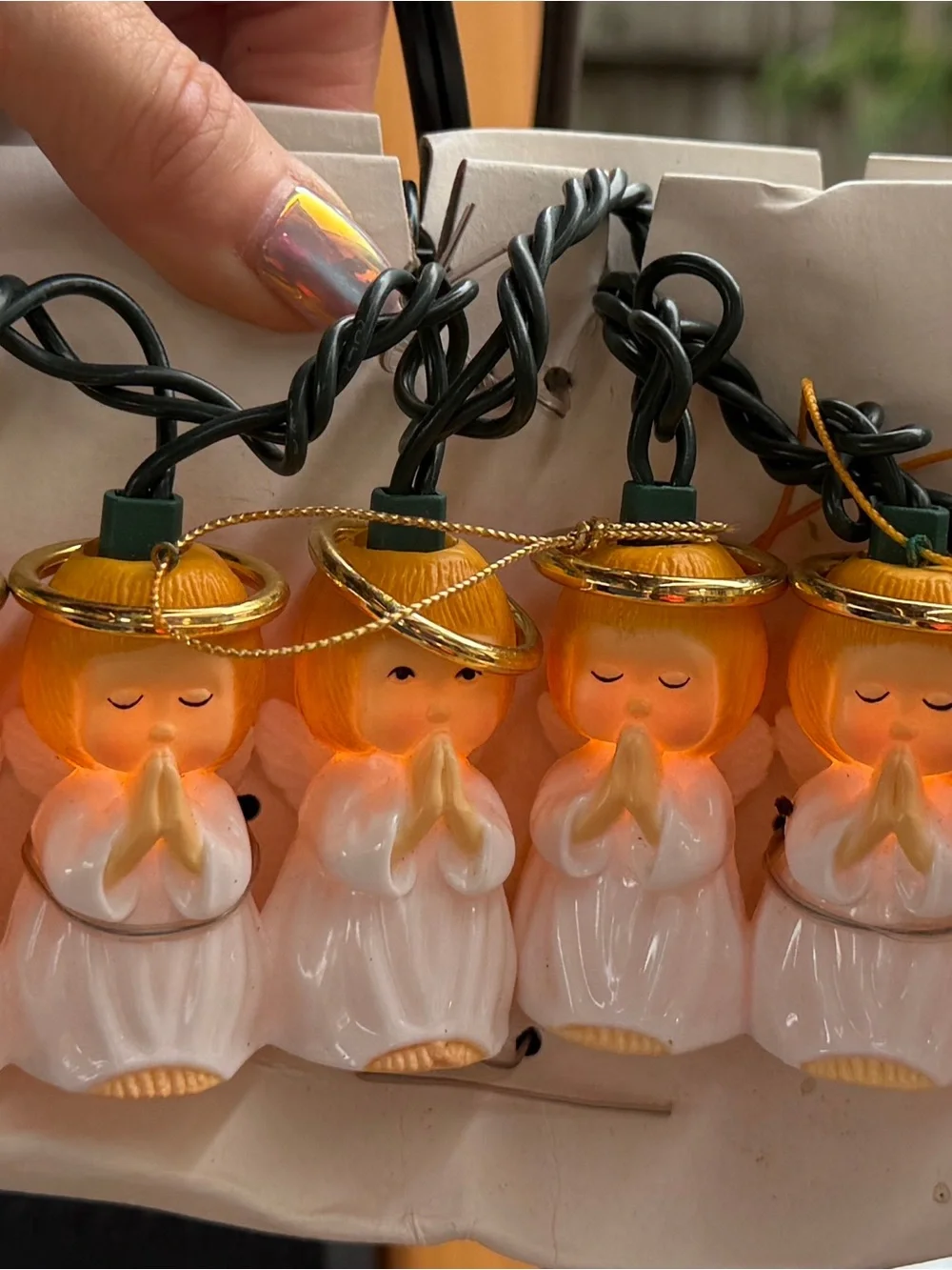 Hallmark Vintage 3 Angels Collector Series String Lights - Gold and White
